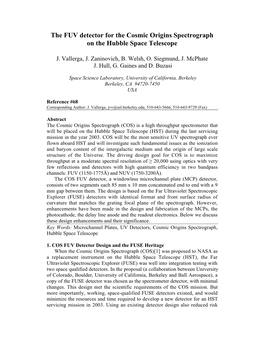 The FUV Detector for the Cosmic Origins Spectrograph on the Hubble Space Telescope