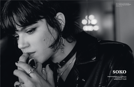 Soko Wears Leather and Snake Skin Fringe Jacket by Saint Laurent by Hedi Slimane, Rhinestone Necklace Stylist’S Own, All Other Jewelry Soko’S Own