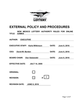 External Policy and Procedures