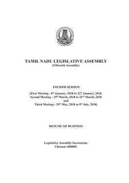 TAMIL NADU LEGISLATIVE ASSEMBLY (Fifteenth Assembly)