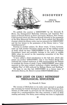 Discovery New Light on Early Methodist Theological