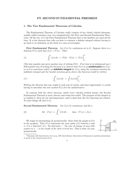 FT. the Second Fundamental Theorem of Calculus