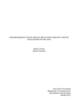 Finnish-German Young Adults' Bicultural Identity and Its