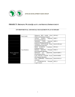 Drinking Water Quality and Service Improvement