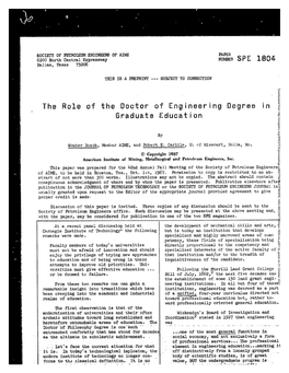 The Role of the Doctor of Engineering Degree in Graduate Education