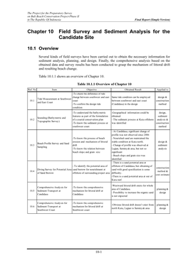 Chapter 10 Field Survey and Sediment Analysis for the Candidate Site
