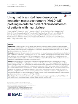 Using Matrix Assisted Laser Desorption Ionisation Mass Spectrometry