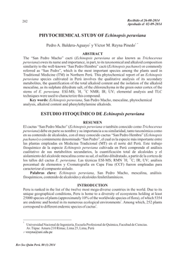 PHYTOCHEMICAL STUDY of Echinopsis Peruviana ESTUDIO