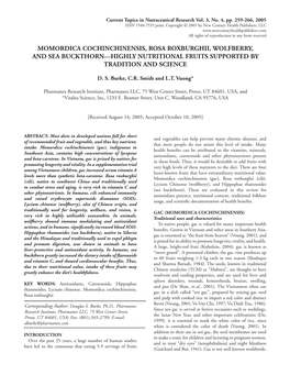 Momordica Cochinchinensis, Rosa Roxburghii, Wolfberry, and Sea Buckthorn—Highly Nutritional Fruits Supported by Tradition and Science