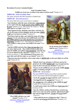 Revelation Overview Attached Studies God's