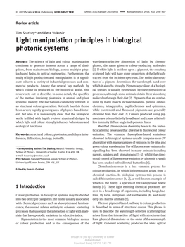 Light Manipulation Principles in Biological Photonic Systems