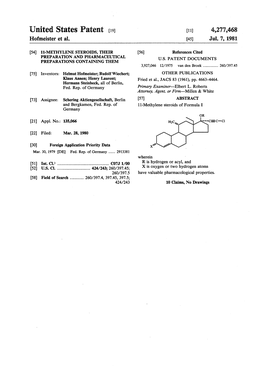 United States Patent (19) 11 4,277,468 Hofmeister Et Al