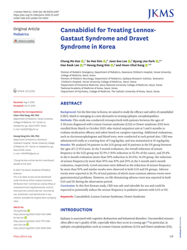 Cannabidiol for Treating Lennox- Gastaut Syndrome and Dravet