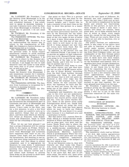 CONGRESSIONAL RECORD—SENATE September 12, 2005 Ms