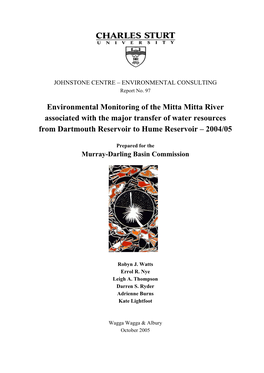 Environmental Monitoring of the Mitta Mitta River Associated with the Major Transfer of Water Resources from Dartmouth Reservoir to Hume Reservoir – 2004/05