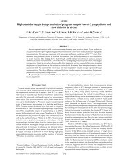 High-Precision Oxygen Isotope Analysis of Picogram Samples Reveals 2 Μm Gradients and Slow Diffusion in Zircon