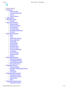 Revision History Introduction What Is an API? Using the EQUOS API