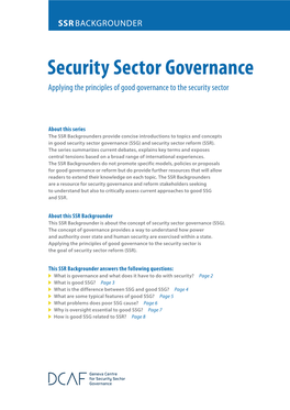 Security Sector Governance Applying the Principles of Good Governance to the Security Sector