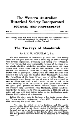 The Tuckeys of Mandurah the Western Australian Historical