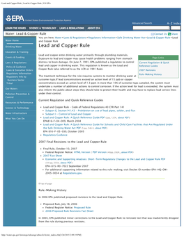 Lead and Copper Rule | Lead & Copper Rule | US