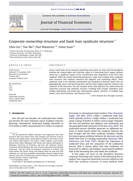 Corporate Ownership Structure and Bank Loan Syndicate Structure$