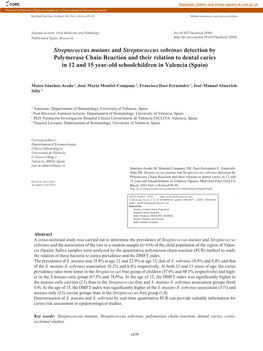 Streptococcus Mutans and Streptococcus Sobrinus