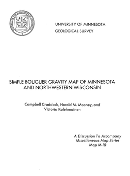 Simple Bouguer Gravity Map of Minnesota and Northwestern Wisconsin