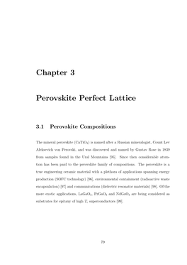 Chapter 3 Perovskite Perfect Lattice