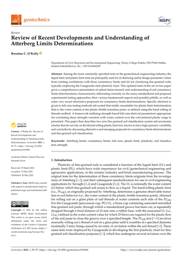 Review of Recent Developments and Understanding of Atterberg Limits Determinations