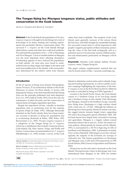 The Tongan Flying Fox Pteropus Tonganus: Status, Public Attitudes and Conservation in the Cook Islands