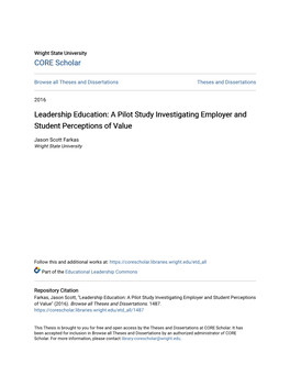 Leadership Education: a Pilot Study Investigating Employer and Student Perceptions of Value