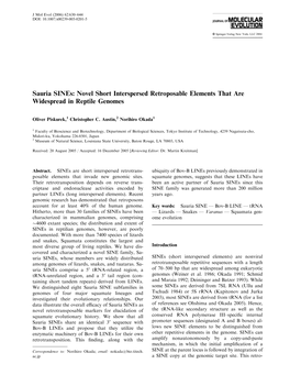 Sauria Sines: Novel Short Interspersed Retroposable Elements That Are Widespread in Reptile Genomes