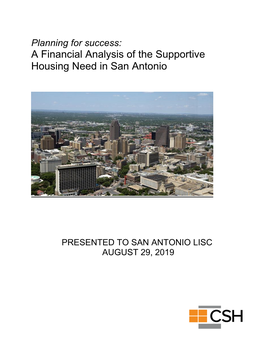 A Financial Analysis of the Supportive Housing Need in San Antonio