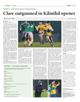 Clare Outgunned in Kilmihil Opener Limerick 4-11 Clare 2-13 at St Michael’S Park, Kilmihil