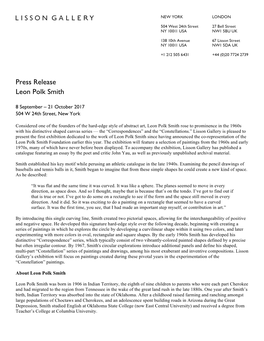 Press Release Leon Polk Smith