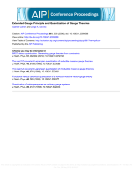 Extended Gauge Principle and Quantization of Gauge Theories Gabriel Catren and Jorge A