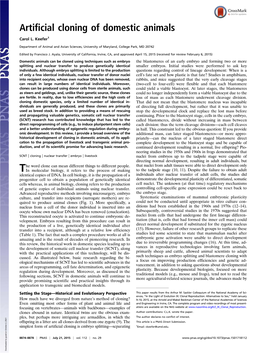 Artificial Cloning of Domestic Animals