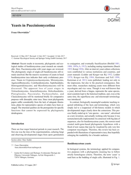 Yeasts in Pucciniomycotina