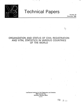 Organization and Status of Civil Registration and Vital Statistics in Various Countries of the World