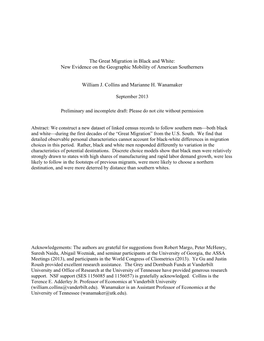 The Great Migration in Black and White: New Evidence on the Geographic Mobility of American Southerners