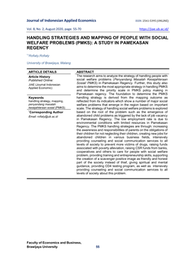 Handling Strategies and Mapping of People with Social Welfare Problems (Pmks): a Study in Pamekasan Regency