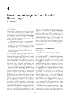 Transfusion Management of Obstetric Hemorrhage E