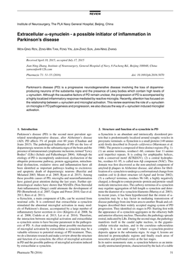 Synuclein - a Possible Initiator of Inﬂammation in Parkinson’S Disease