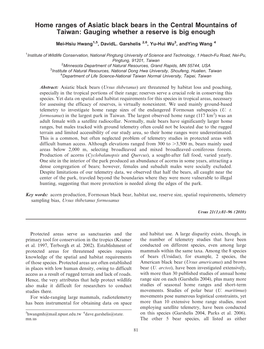Home Ranges of Asiatic Black Bears in the Central Mountains of Taiwan: Gauging Whether a Reserve Is Big Enough