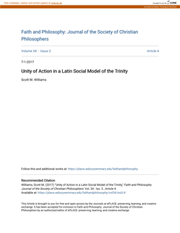 Unity of Action in a Latin Social Model of the Trinity