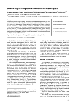 Sinalbin Degradation Products in Mild Yellow Mustard Paste