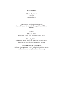 Ircica Journal Volume III, Issue 6 Fall 2015 Issn 2148-2772