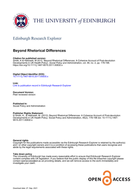 Outline for Article Exploring UK Devolution and Health Policy For