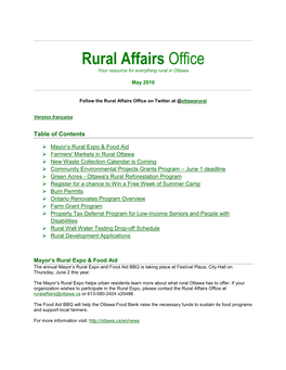 Rural Affairs Office Your Resource for Everything Rural in Ottawa