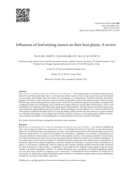 Influences of Leaf-Mining Insects on Their Host Plants: a Review